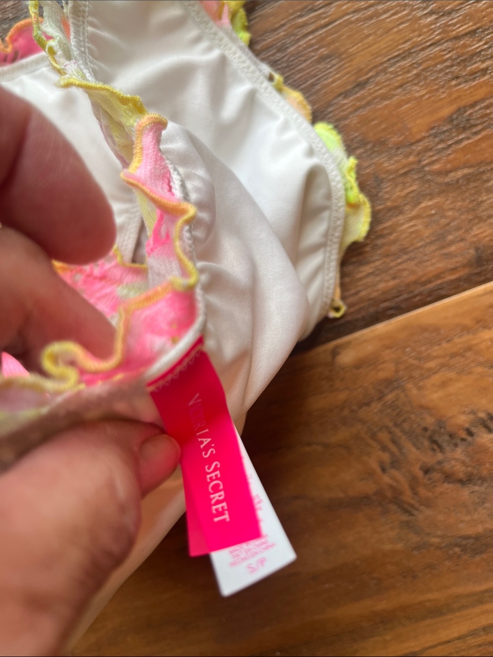 Victoria's Secret Neon Floral Tie-Side Bikini Bottoms - Yellow, Pink - Picture 3 of 4
